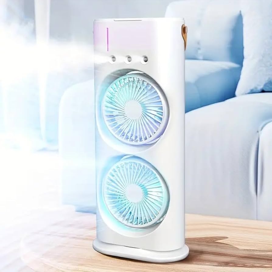 Mini Air Cooler Fan with Water Spray & Ice | Dual Fan Portable Cooler - Image 2