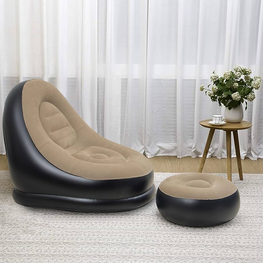 Inflatable Air Sofa with Footrest & Electric Pump | Portable Comfort - Image 4